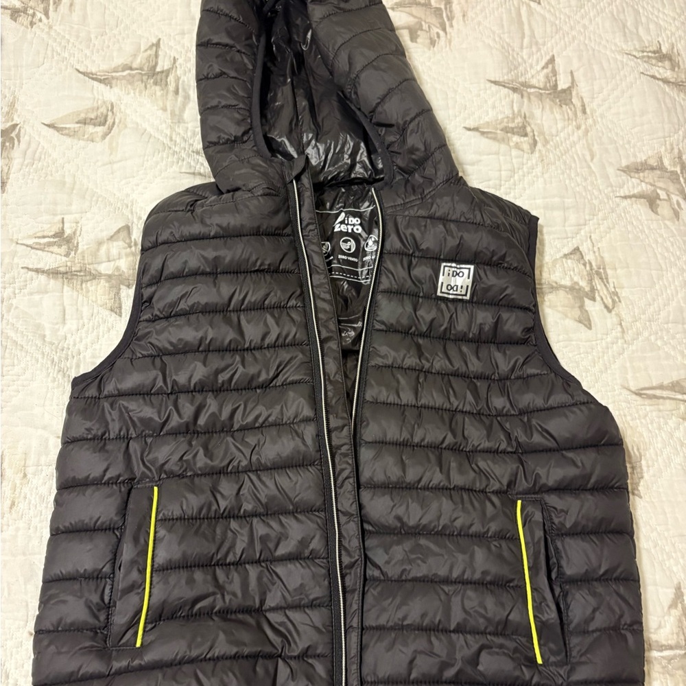Ido size 12 boys Black Puffer Vest with Yellow Accents